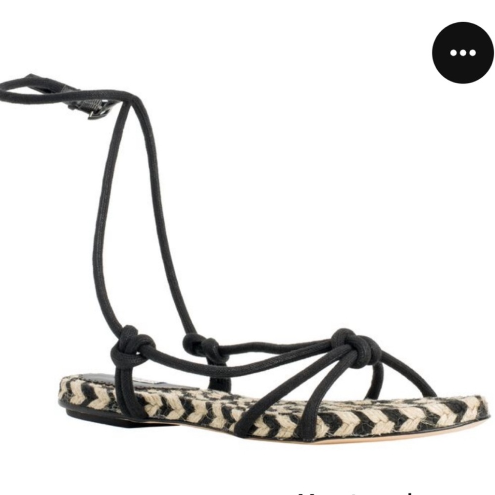 NWOT Leon Max Espadrilles - Black and Cream Strappy Woven Sandals - Size 7.5